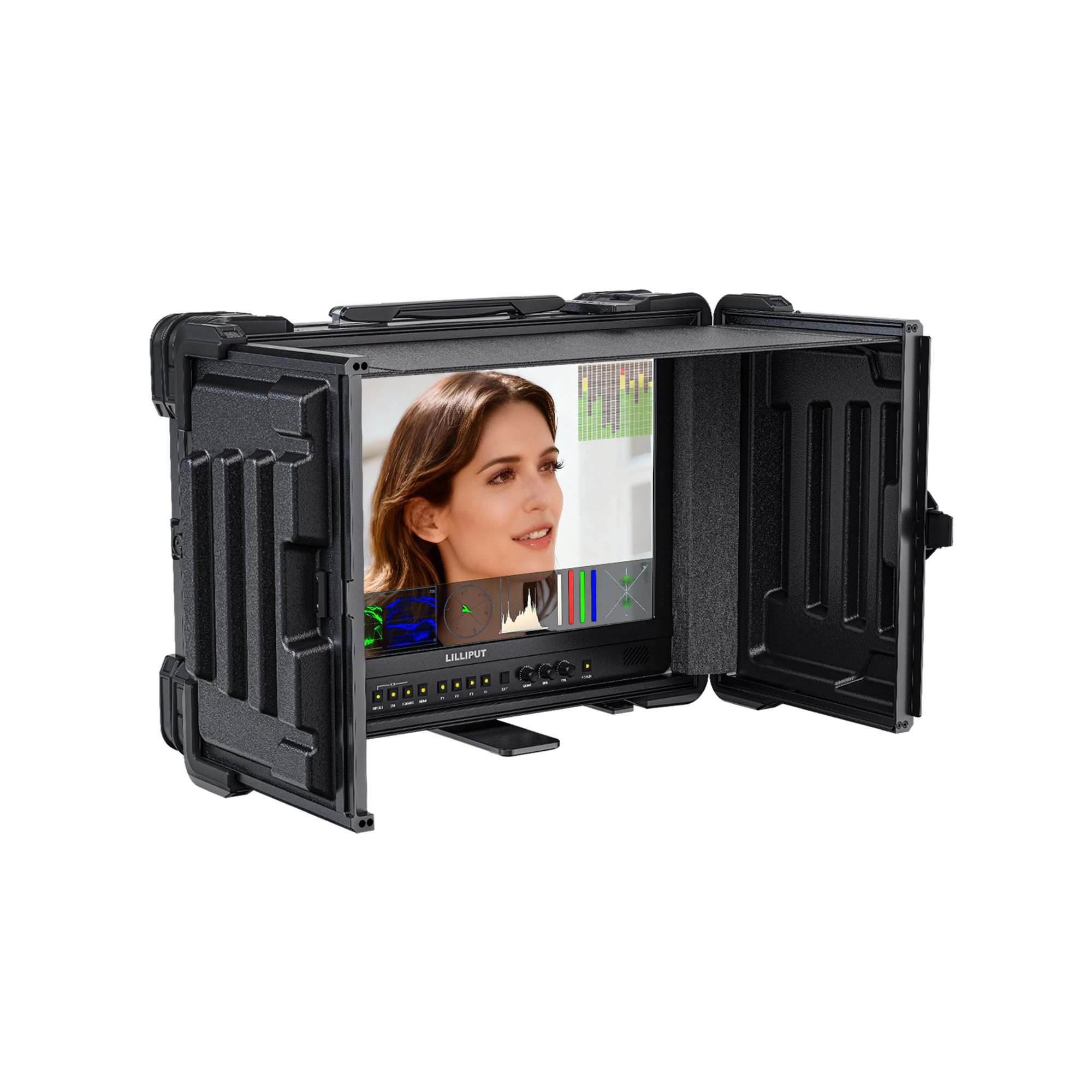 Lilliput UQ19 rear connectivity with 12G-SDI, HDMI 2.1, and SFP